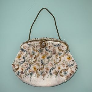 Vintage beaded white purse by Oberon, Paris